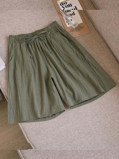 2024 Women’s High Waist Cotton Summer Shorts with Pockets – Casual Loose Fit Soft Cool Shorts for Girls