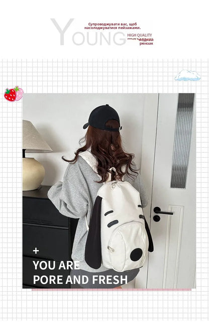 Cute Dog Canvas Backpack 2025 — Korean-Style Portable Student Travel Bookbag