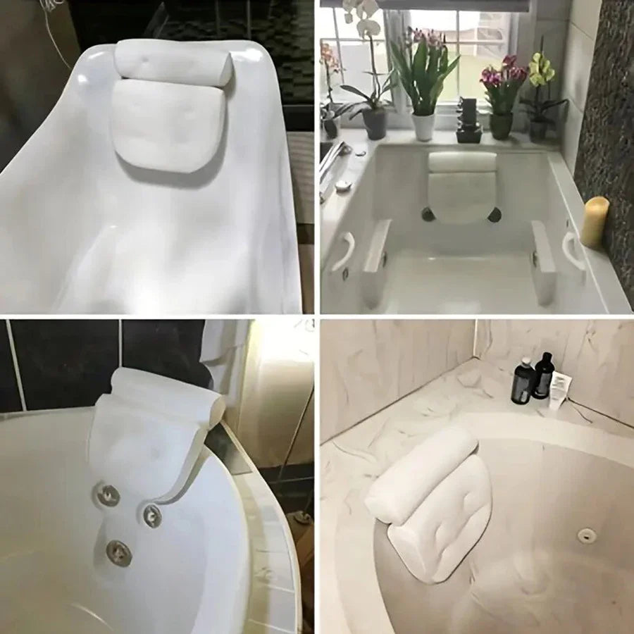 Spa Bathtub Pillow with Anti-Slip Suction Cups – Neck and Back Support for Bathtub and Bathroom Accessory