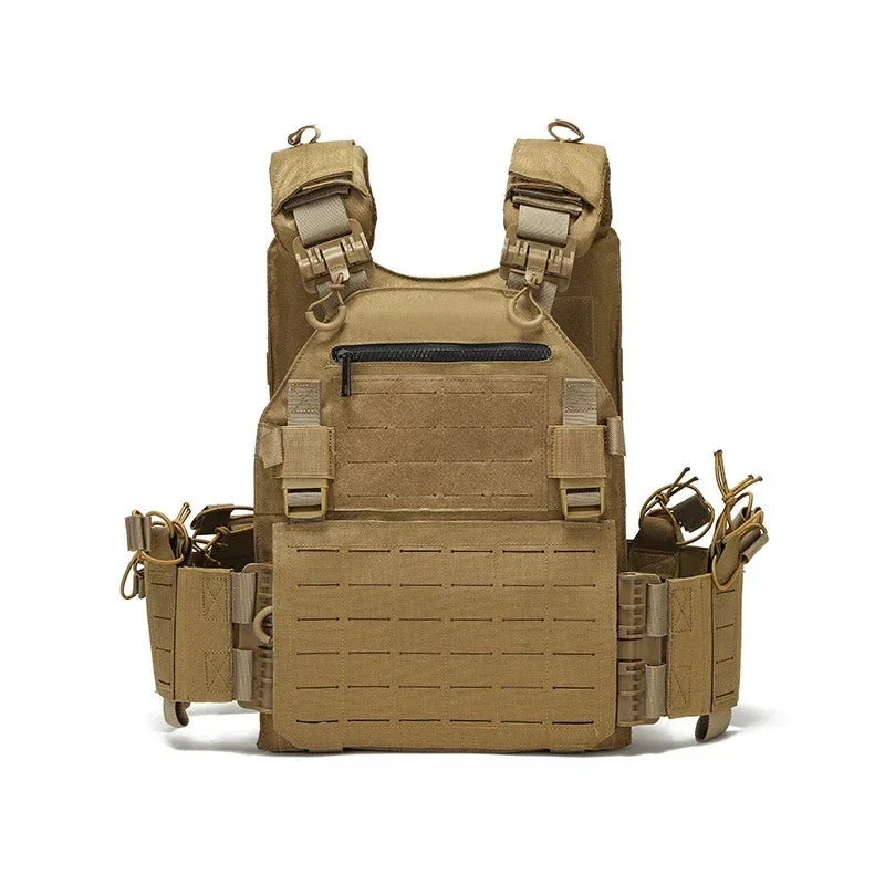 New Combat Vest 6094 – Lightweight Quick Release Laser Cut Tactical Gear for Hunting, Black Tactical Vest