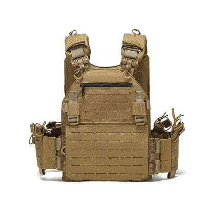 New Combat Vest 6094 – Lightweight Quick Release Laser Cut Tactical Gear for Hunting, Black Tactical Vest