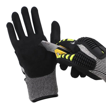 Cut-Resistant Safety Work Gloves - Anti-Vibration, Impact-Resistant & Oil-Proof Nitrile-Dipped Protective Gloves