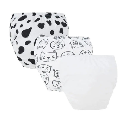 3-Piece Baby Diaper Pants Set – Cotton Toddler Training Pants, Cartoon Printed Reusable Nappies for Newborns & Infants