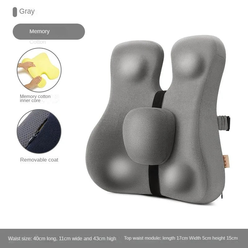 Memory Foam Seat Cushion & Back Support Pillow Set — Orthopedic Ergonomic Coccyx, Hip & Lumbar Relief for Office Chair & Car