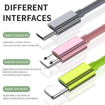 3-in-1 Retractable USB Data Cable – Fast Charging for iPhone, Type-C & Micro USB, Compatible with Android, Xiaomi, Huawei, Samsung