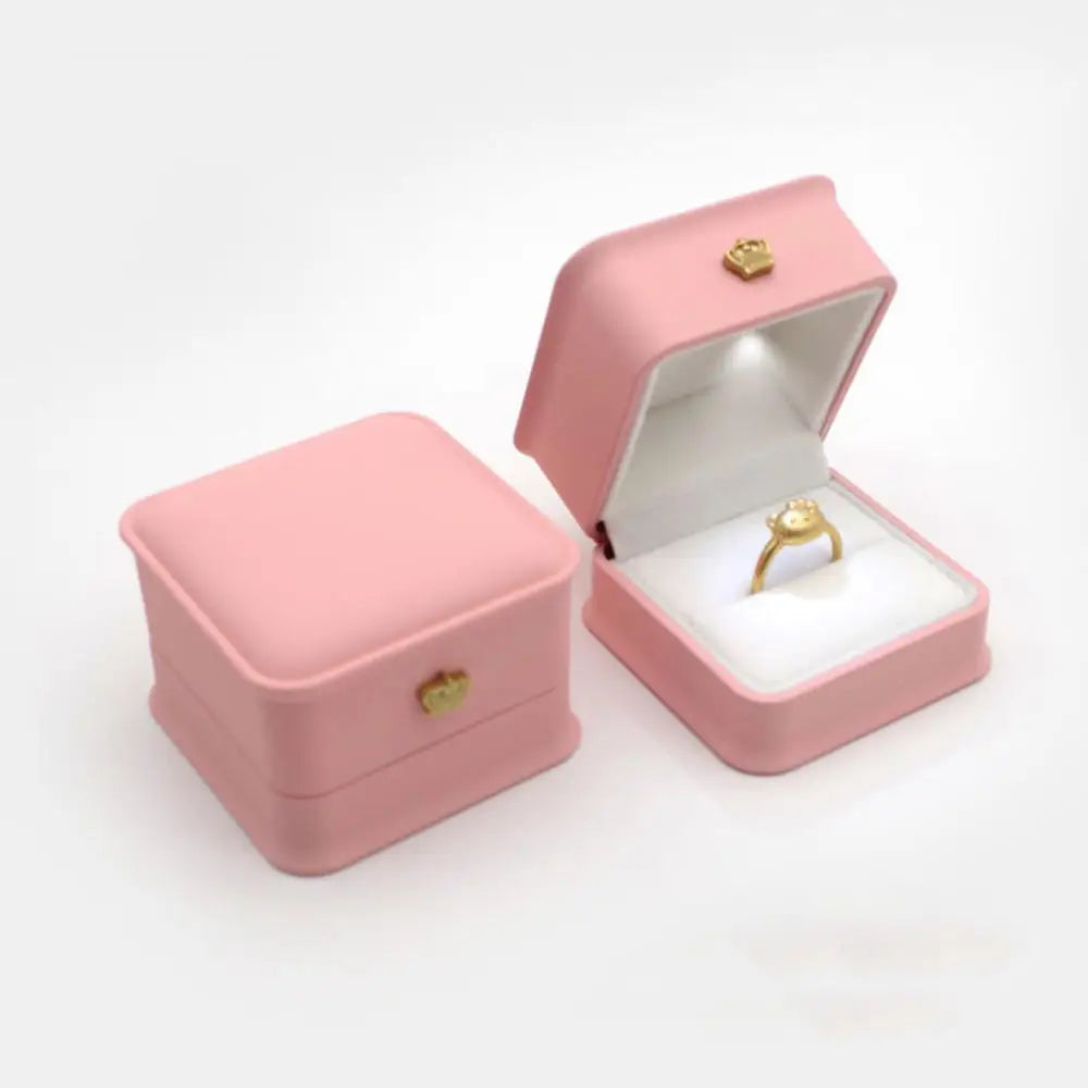 LED Jewelry Ring & Necklace Box — Luxury Velvet Display Case with Light for Engagement, Proposal & Wedding Gifts