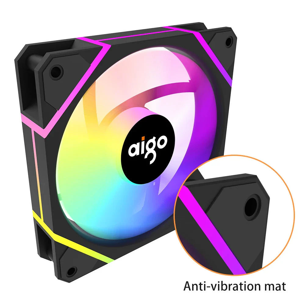Aigo AM12 RGB PC Fan Kit — 120mm ARGB Water Cooler & Case Cooling Fans with 6-Pin Controller