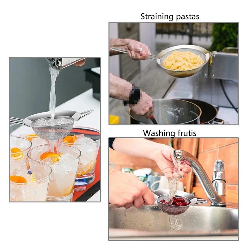 1/3/4pcs Stainless Steel Fine Mesh Strainer – Oil, Flour, and Pastry Sieve for Baking & Kitchen Use
