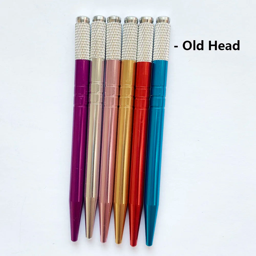 10pcs Permanent Makeup Eyebrow Tattoo Pens — Manual Tebori Microblading Stainless Steel Lock-Pin Tools