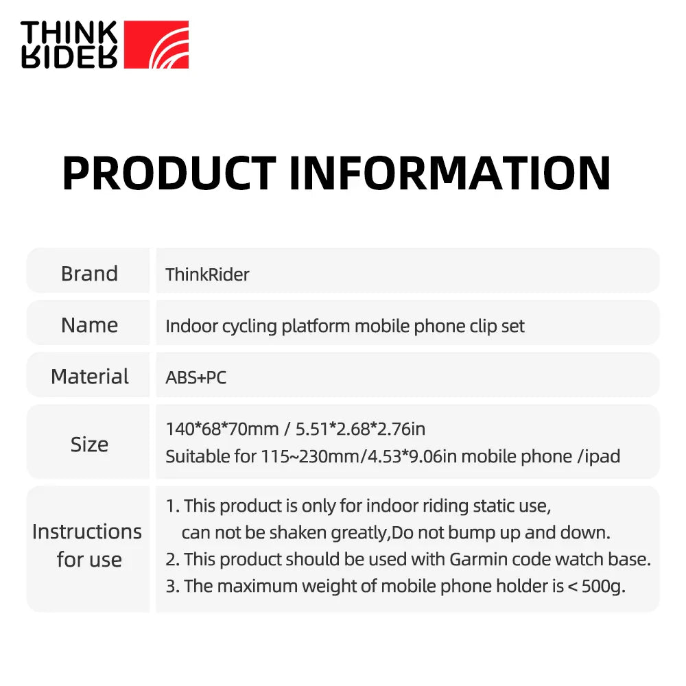 ThinkRider Bike Trainer Phone Mount Stand – Adjustable 360° Rotatable Mobile Phone & iPad Holder for Bikes