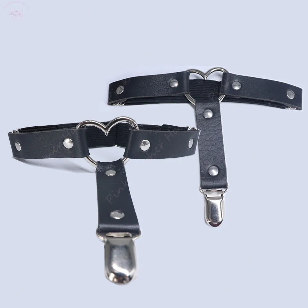 Punk Metal Tassel Pink PU Leather Choker Collar - Spiked Neck Strap for Men & Women, Gothic Pendant Necklace