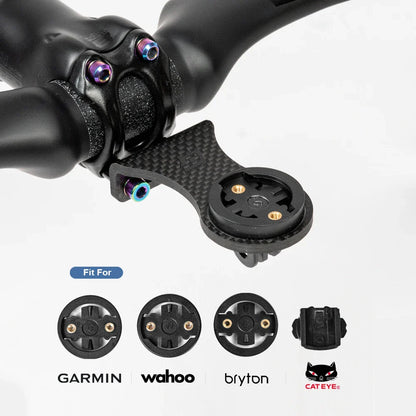 OGEVKIN Carbon Bike Stem Extension — Computer Mount Holder Rack for GPS, Cycling Computer, Camera & Light, 3K Black