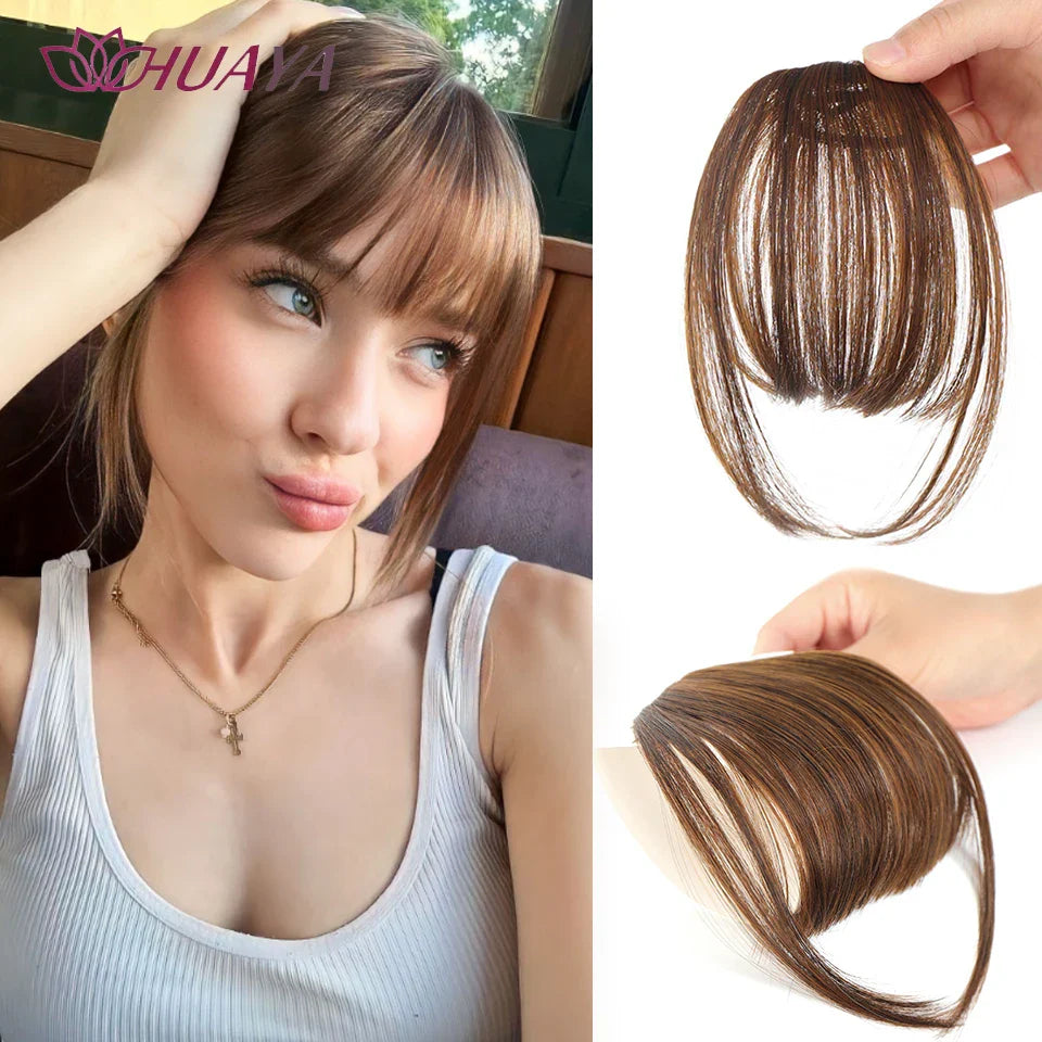 Synthetic Air Bangs Clip-In Hair Extension - Invisible Natural Front Fringes Fiber Hair Accessory
