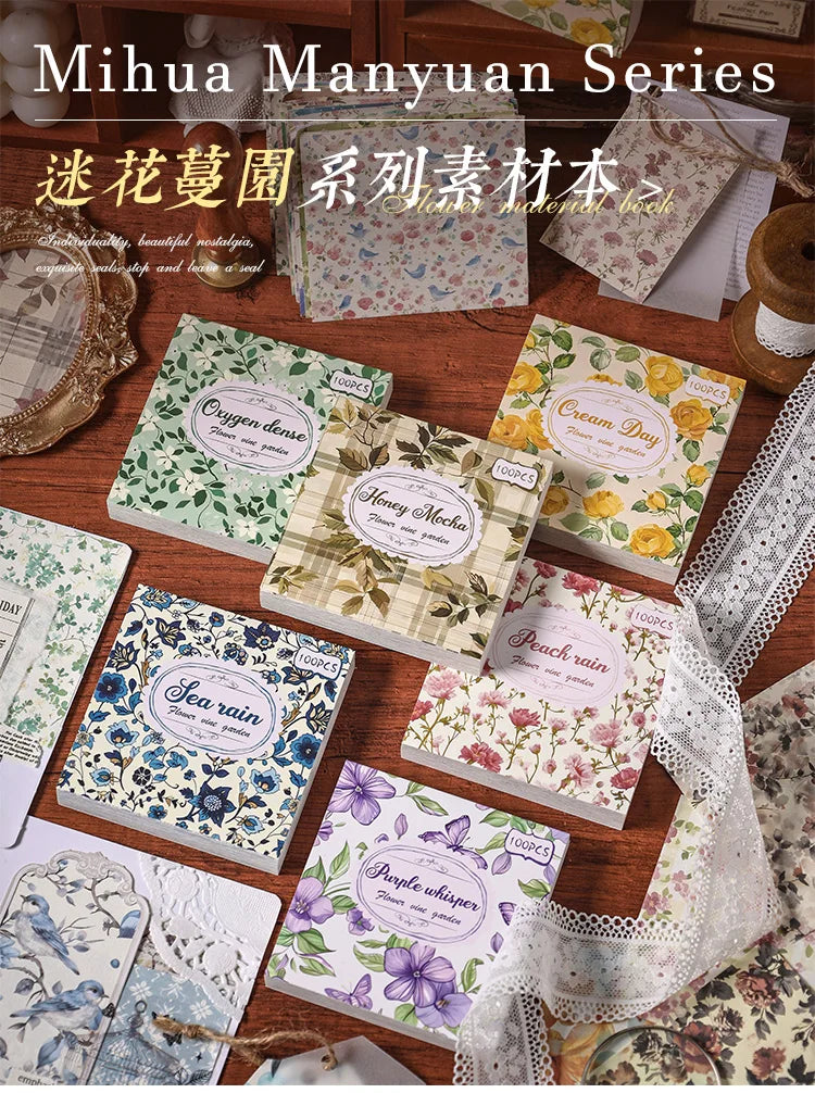 100 Pcs Vintage Multi-Style Writing Paper - Retro Stationery for Scrapbooking, Junk Journals & DIY Crafts