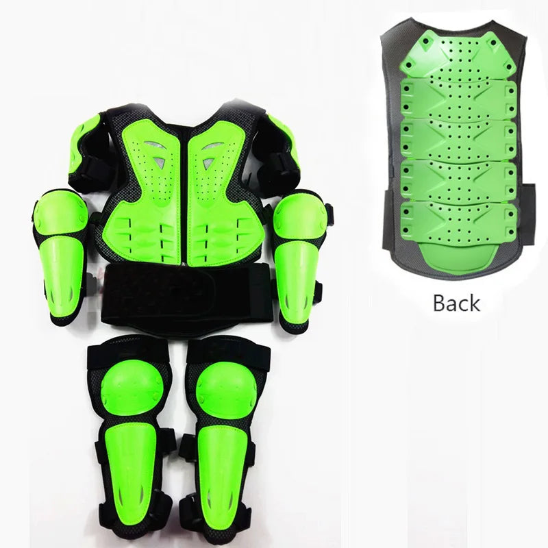 Kids Motocross Body Armor Vest – Chest, Spine & Knee Protection Gear for Boys & Girls (Height 0.85–1.7m)