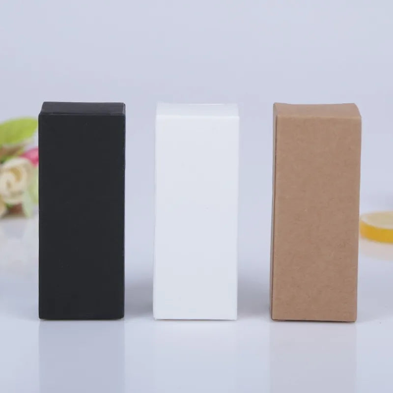 50pcs White & Black Kraft Paper Tube Boxes – Blank Cardboard Packaging for Essential Oils & Cosmetics