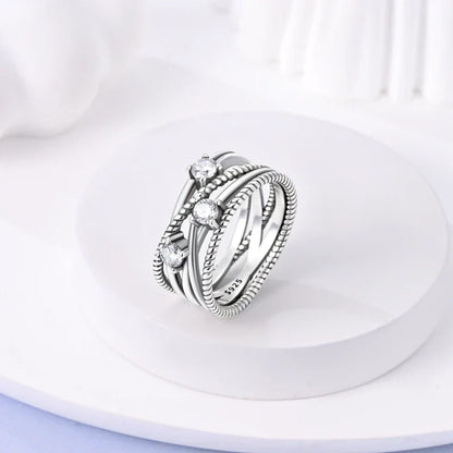 925 Sterling Silver Ring – Infinite Love Star & Moon Design for Women, Wedding Jewelry Gift