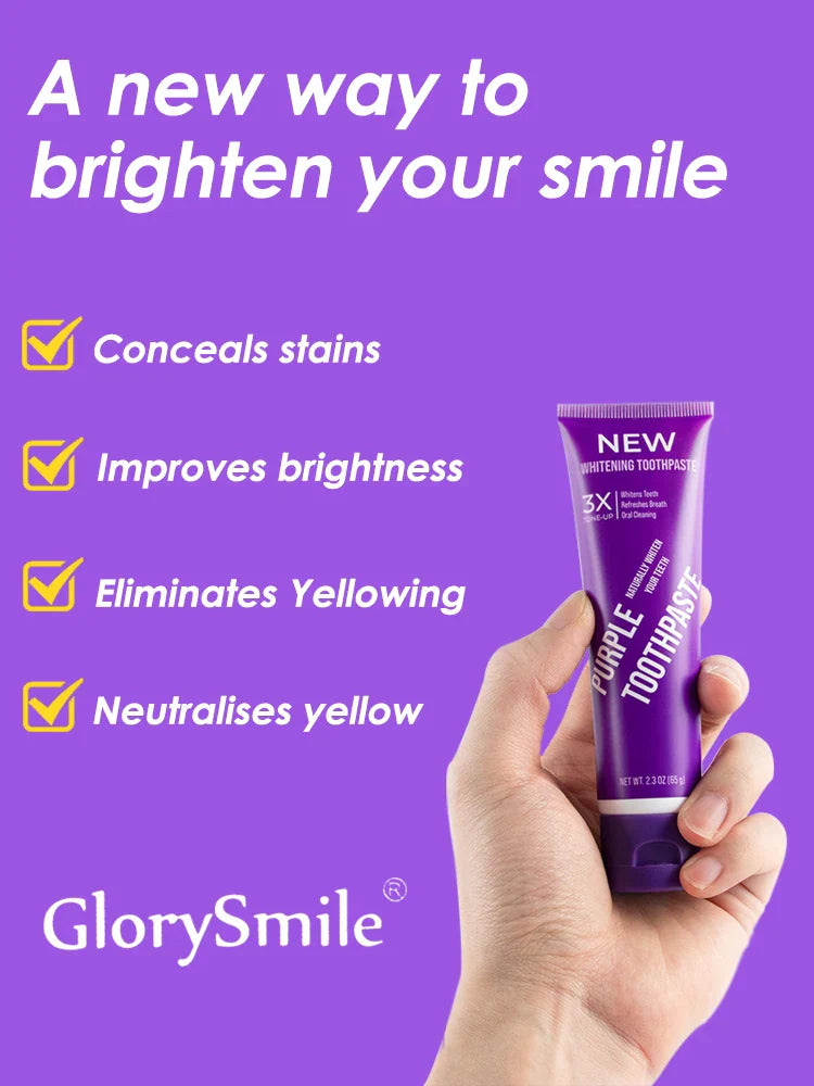 Purple Tooth Whitening Toothpaste – Teeth Stain Remover, Oral Gum Care & Fresh Breath