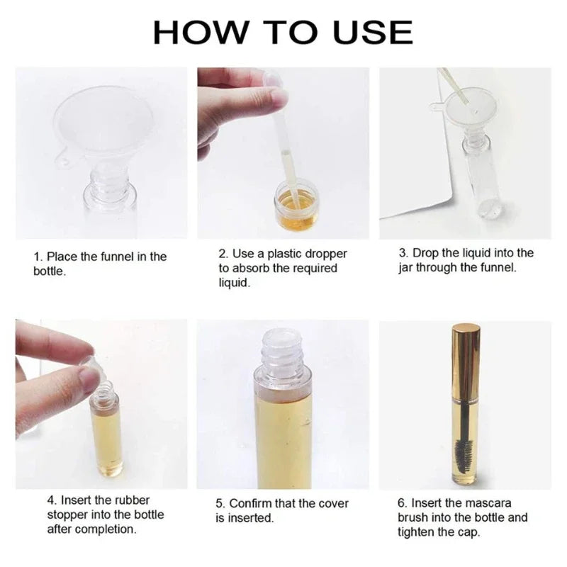 10-Piece Mini Plastic Funnels — Small Funnels for Essential Oil Bottles, Empty Lip Gloss Tubes, Perfume Bottles