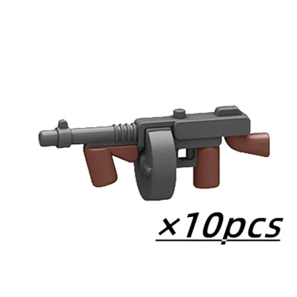 Military Soldier Building Block Figures - MOC Army Weapons Set with Rifles, Rocket Launcher & Mini Gun Toy Gift