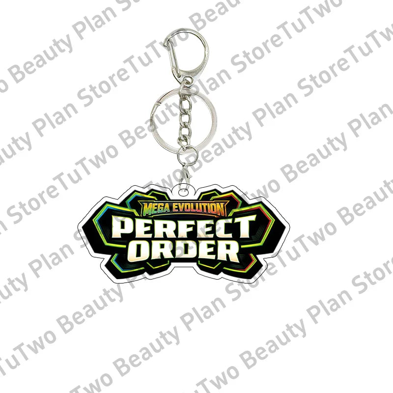 Anime PTCG Mega Evolution Acrylic Keychain – Pocket Monster Logo Cartoon Bag Pendant Keyring Collectible Gift Toy Series
