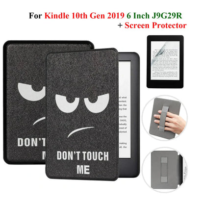 Kindle 10th Gen 6" Leather Case – Hand Strap & Screen Protector Cover with Wake/Sleep Function (2019, J9G29R)