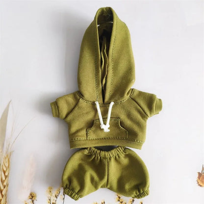 Labubu Casual Sweatsuit Set for 15/17cm Dolls — Comfy Doll Clothes with Ribbed Hem Details