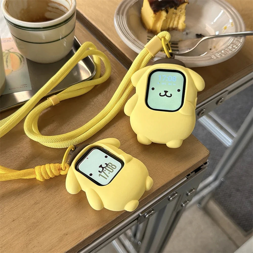 Cute Cartoon Apple Watch Case with Lanyard - Silicone Protective Cover for 49mm & Compatible Apple Watch Models