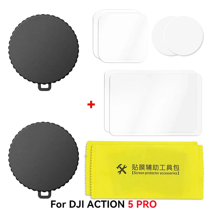 Silicone Camera Lens Dust Cover for DJI Osmo Action 4/5 Pro – Non-Slip Lens Protector with Tempered Film Accessory