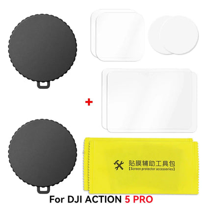 Silicone Camera Lens Dust Cover for DJI Osmo Action 4/5 Pro – Non-Slip Lens Protector with Tempered Film Accessory
