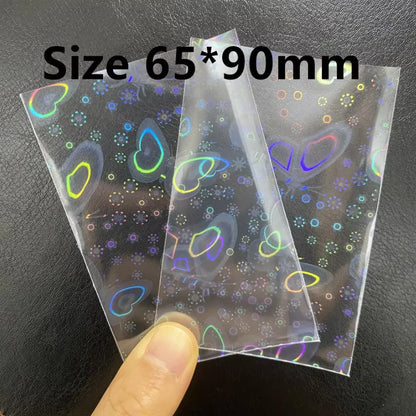 50pcs Heart-Shaped Foil Card Sleeves — 11 Styles, Top-Loading Protector for Pokémon, YGO, Board Games, Photos & K-Pop Cards