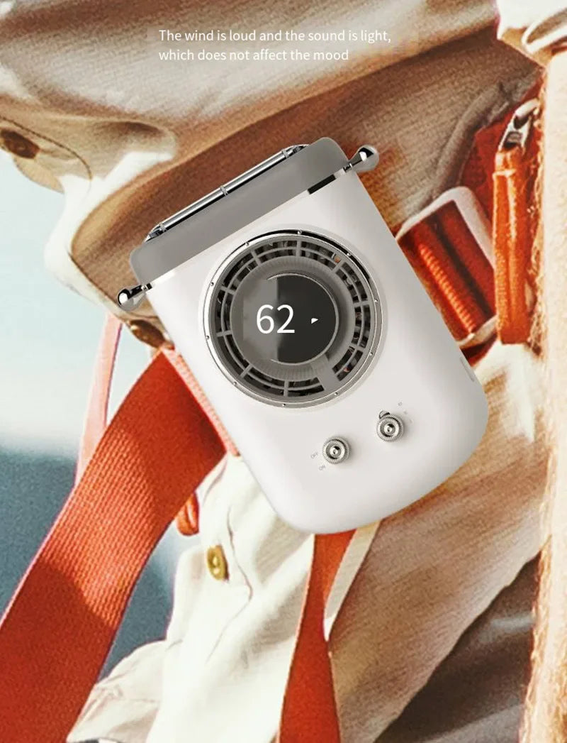 Neck Hanging Portable Fan – Silent Mini Cooling Fan with Strong Wind, USB Rechargeable, Outdoor & Desktop Use