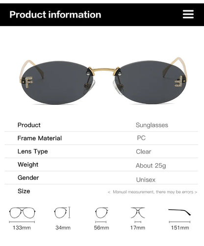 NEW Luxury Brand Quality Sunglasses | Cat Eye Small Sun Glasses for Women | Rimless Eyewear Retro Letter Oval F Sun Glasses UV400