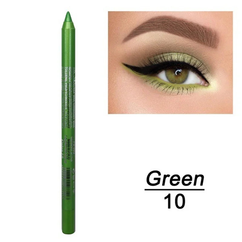 14-Color Waterproof Eyeliner Pencil – Long-Lasting Smokey Punk Style High-Pigment Shimmer Eyeshadow Stick