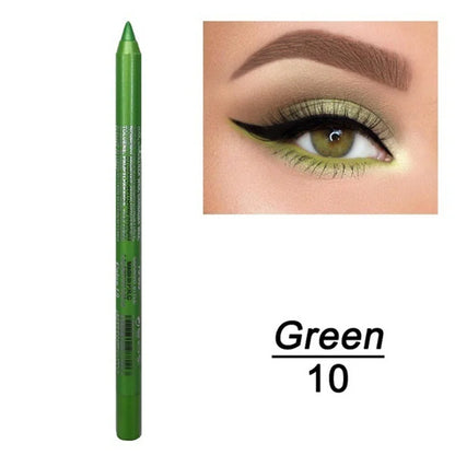 14-Color Waterproof Eyeliner Pencil – Long-Lasting Smokey Punk Style High-Pigment Shimmer Eyeshadow Stick