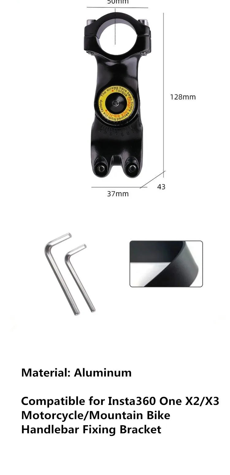 Motorcycle & Bicycle Selfie Stick Mount – Handlebar Bracket for Insta360 X5/X4/X3 & GoPro Hero 13-8