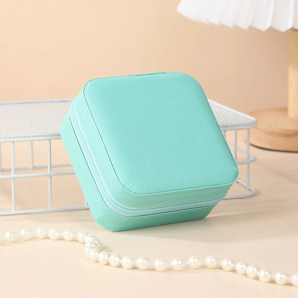 Portable Mini Jewelry Storage Box – Travel Organizer Case for Earrings, Necklace, Rings, Leather Jewelry Display Case
