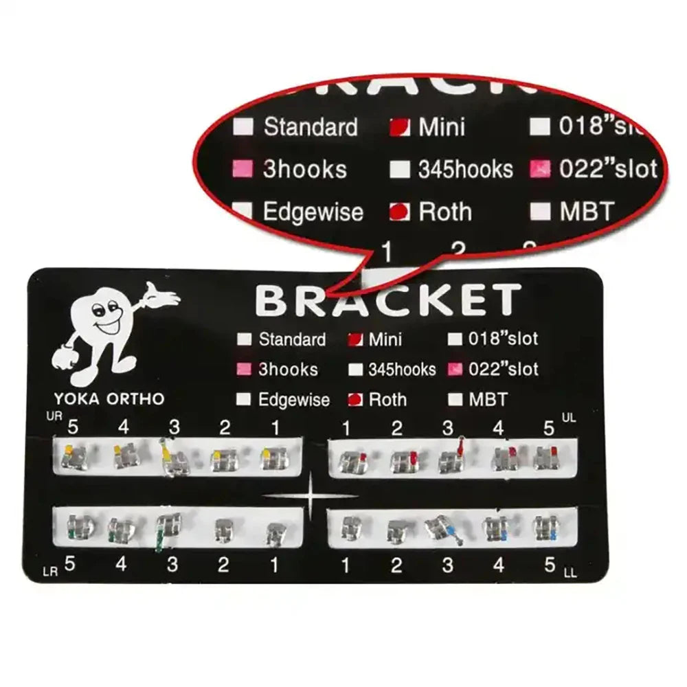 PIORPOY Dental Brackets – 20 Pcs Metal Monoblock Mini Roth MBT 022 with Hooks for Orthodontic Treatment