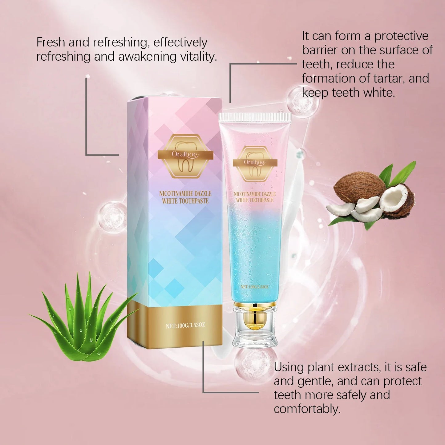 Niacinamide Whitening Toothpaste – Stain Removal, Plaque Reduction & Fresh Breath