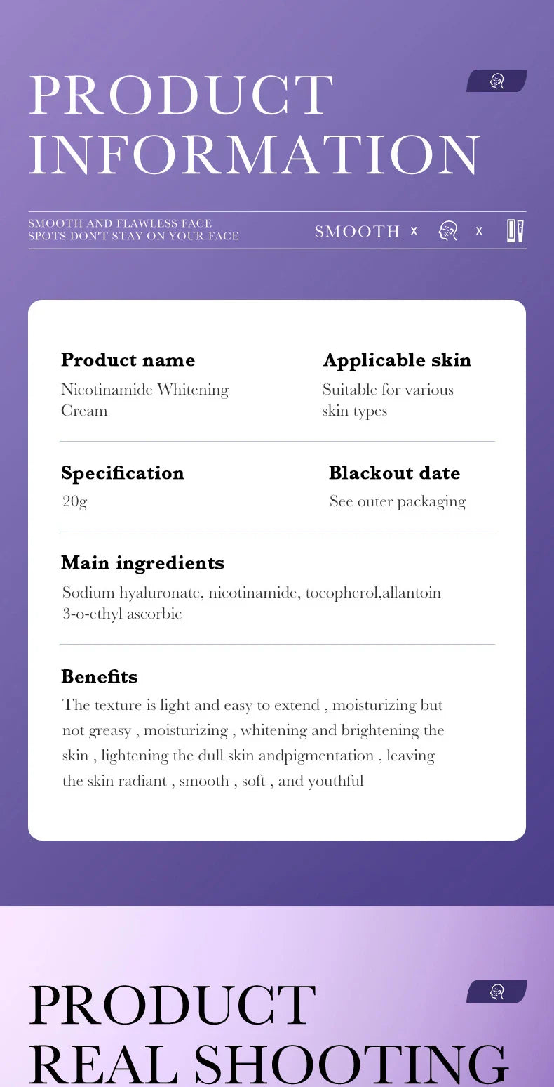 SADOER Freckle Removing Cream — Nicotinamide Moisturizing Face Cream for Hydrating, Nourishing & Firming Skin