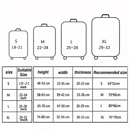 World Map Elastic Luggage Protective Cover with Zipper - Fits 18-32 Inch Suitcases, Trolley Travel Accessory