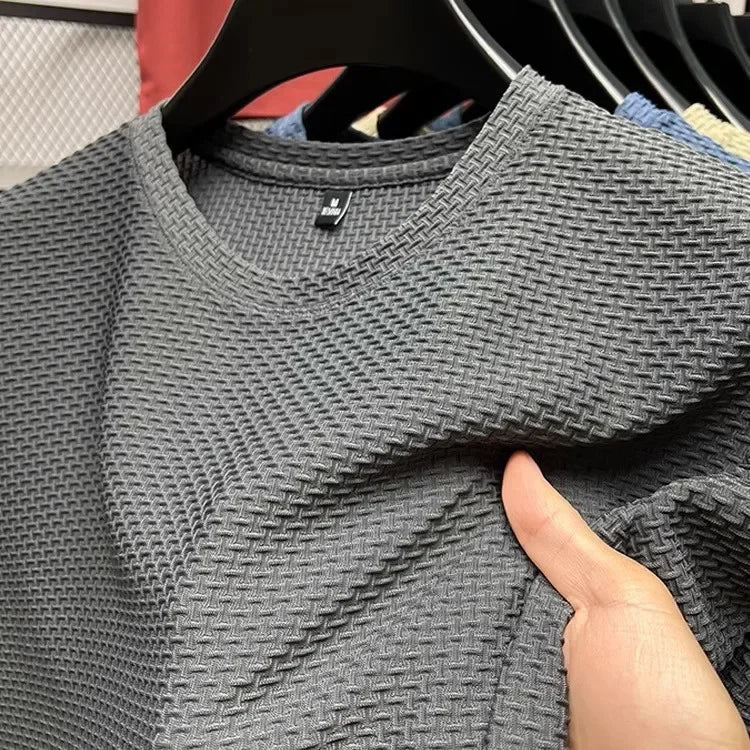 Men's Slimming Bamboo Ice Silk Mesh T-shirt - Casual Summer Short Sleeve Top for Men