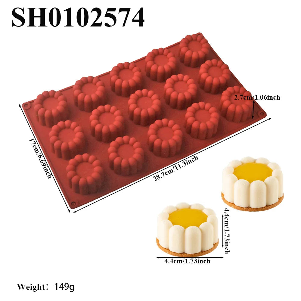 6 or 12 Cell Wavy Lace Cylindrical Silicone Cake Mold — Mousse & Dessert Baking Tool for Party Pastry