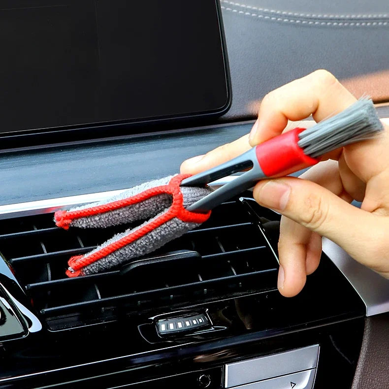 Car Wash Double Head Brushes - Air Vent Conditioner Grille Duster, Auto Detailing Cleaner for Interior Cleaning Tools