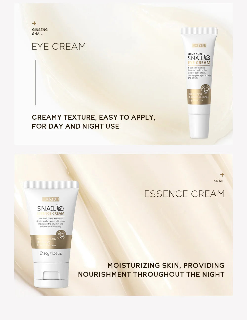 LAIKOU 3pcs Vitamin C & 24K Gold Sakura Skincare Set — Moisturizing Face Cream, Serum & Eye Cream, Anti-Wrinkle Face Care Kit