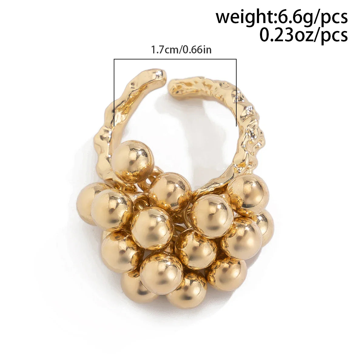 Salircon CCB Small Ball Open Ring – Punk Hip Hop Metal Finger Ring for Women & Men 2024 Jewelry Gift