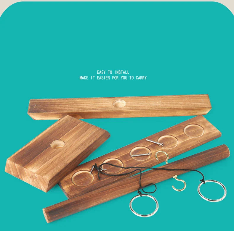 Ring Toss Game Set — Fast-Paced Wooden Board Game for Kids, Adults, Home, Outdoor, Party & Drinking Fun