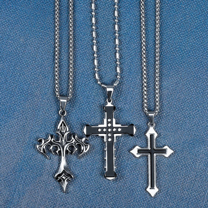 High-Quality Titanium Steel Cross Necklace – Non-Fading Hip-Hop Pendant Chain for Men & Women, Trendy Fashion Gift Jewelry