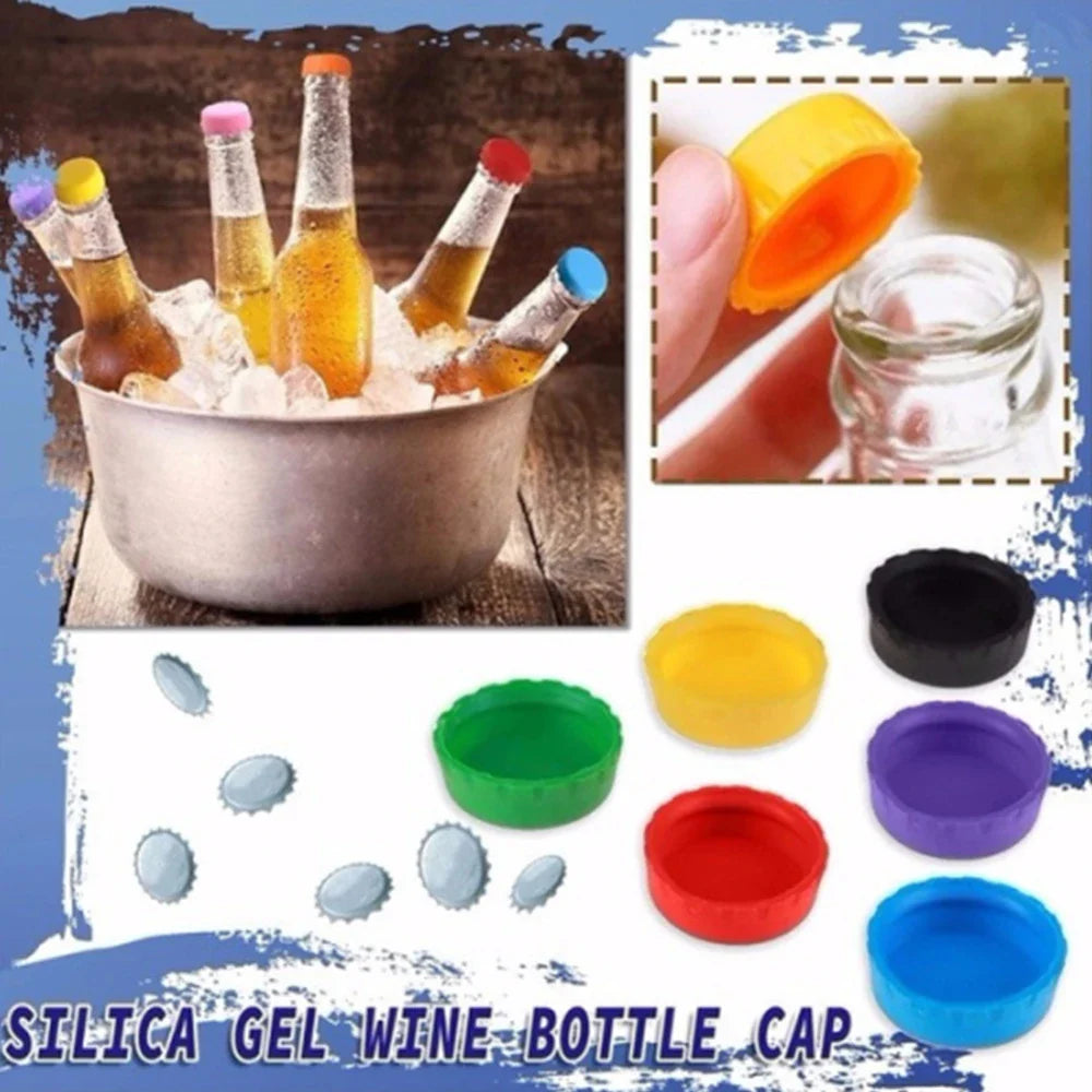 6/12/24/30pcs Reusable Silicone Bottle Caps - Fresh-Keeping Sealed Stopper for Beer, Vinegar, & Soy Sauce Bottles