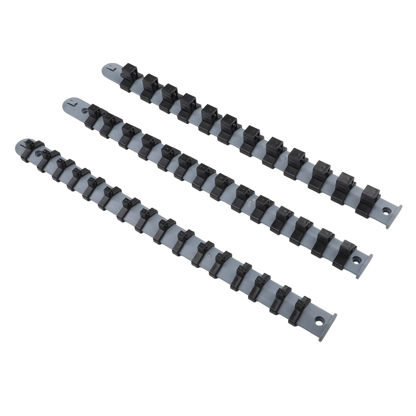 3Pcs Socket Organizer Set - 1/4 3/8 1/2 Inch Plastic Socket Tray Rail Rack Storage Holder